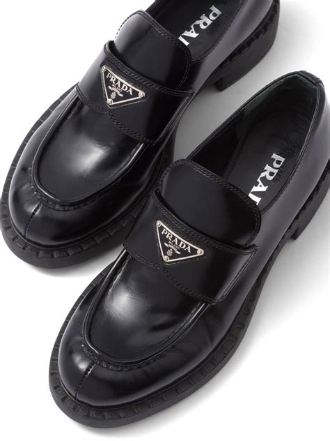 Prada Triangle Logo Patent Leather Loafer in Nero at  